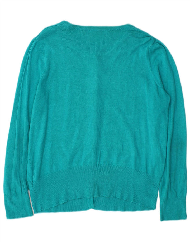 Marks & Spencer Dame Cardigan Sweater UK 14 Stor turkis viskose