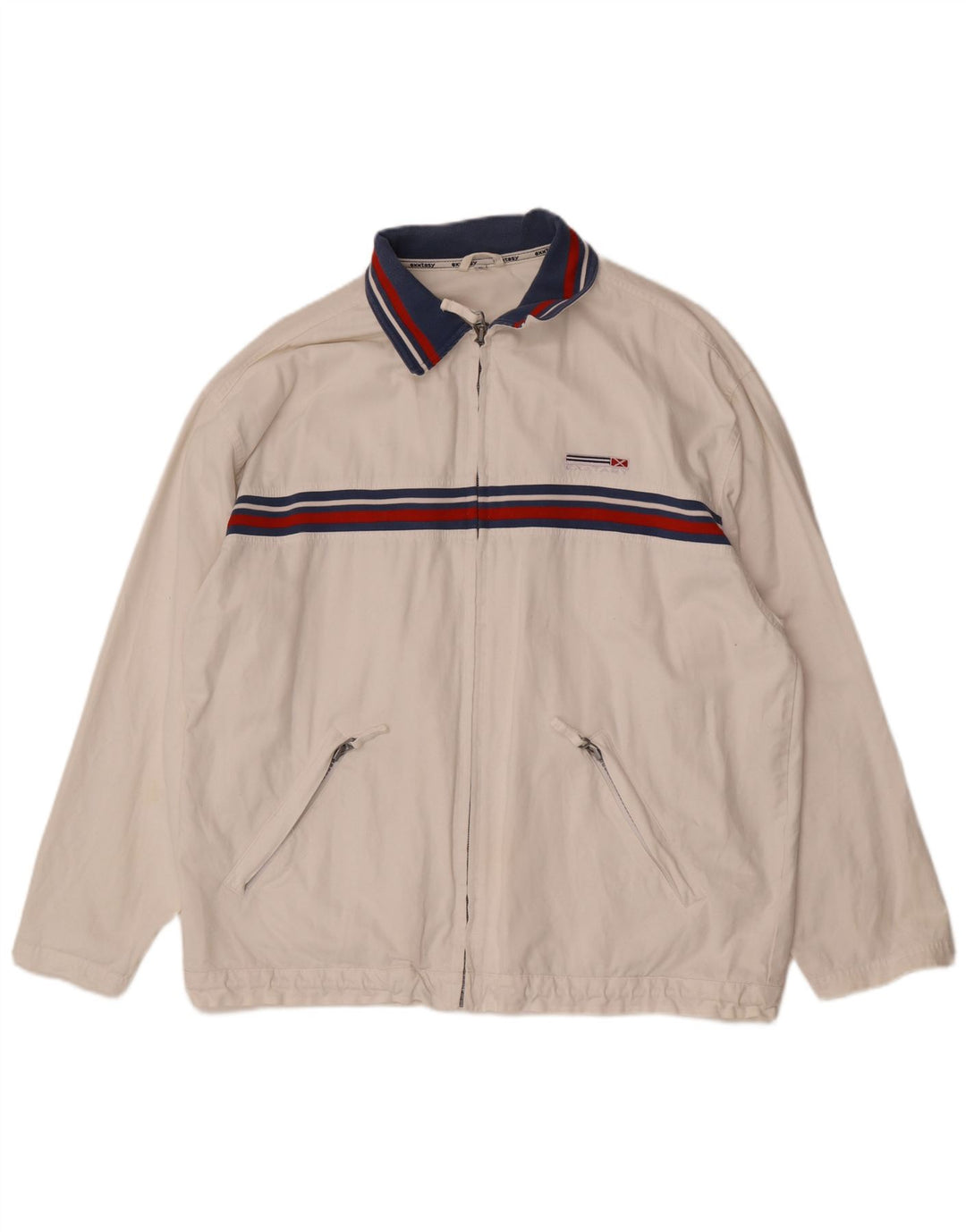 Vintage træningsdragt til mænd Topjakke XL Hvid Colourblock Bomuld