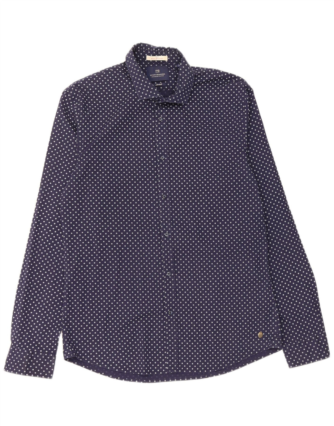 Scotch & Soda herreskjorte XL marineblå plettet bomuld