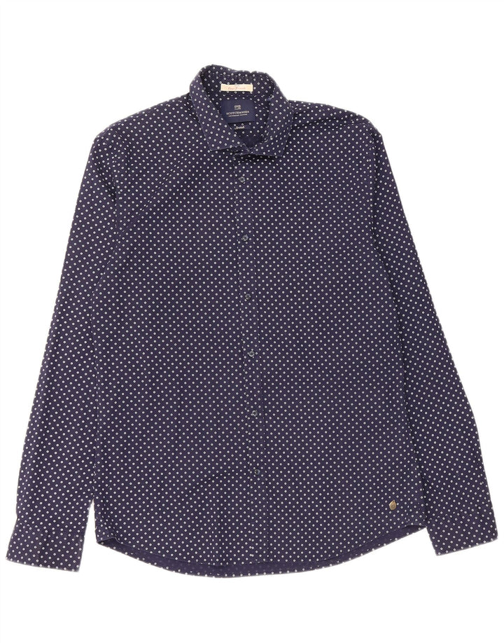 Scotch & Soda herreskjorte XL marineblå plettet bomuld