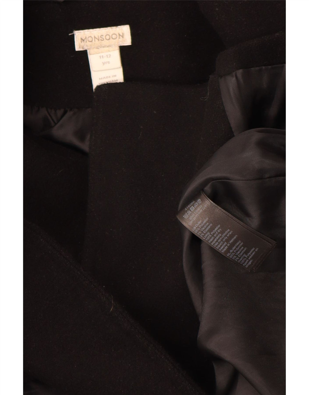 Monsoon Boys Hooded Pea Coat 11-12 år sort polyester