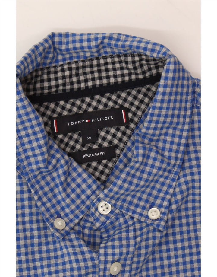 TOMMY HILFIGER Mens Regular Fit Shirt XL Blue Check Cotton Vintage Tommy Hilfiger and Second-Hand Tommy Hilfiger from Messina Hembry 