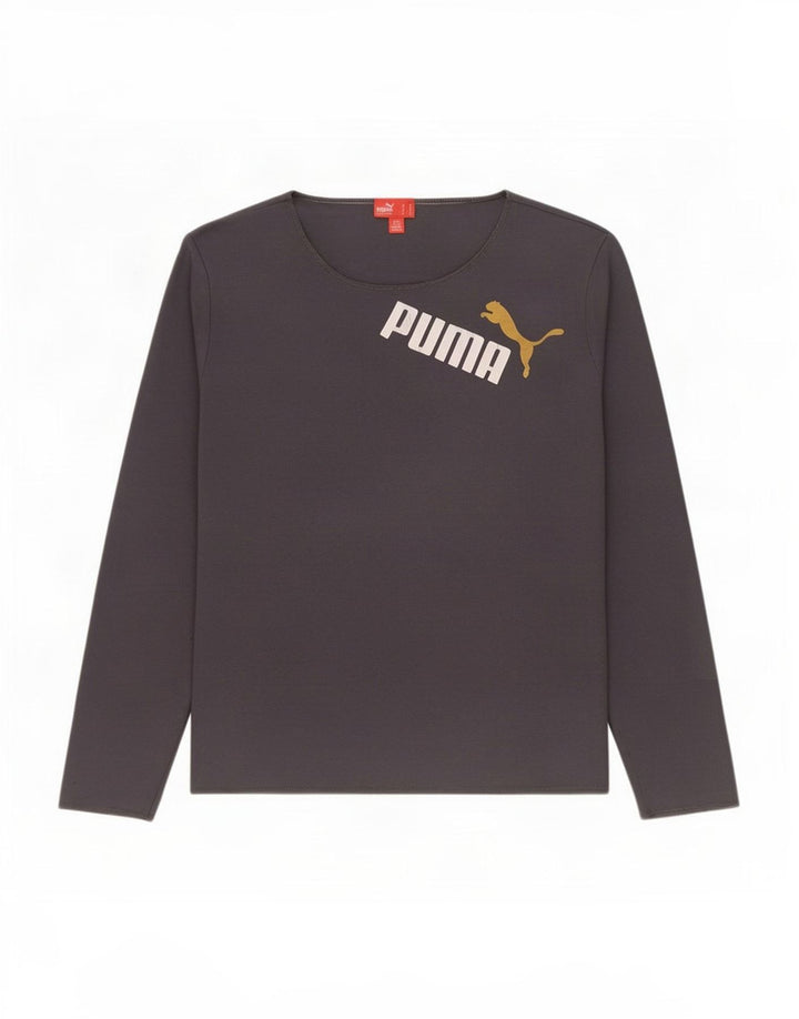 Puma Dame Grafisk Top Langærmet UK 16 Stor Grå