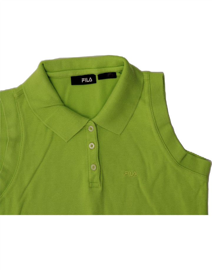 FILA Womens Sleeveless Polo Shirt UK 12 Medium Green Vintage Fila and Second-Hand Fila from Messina Hembry 