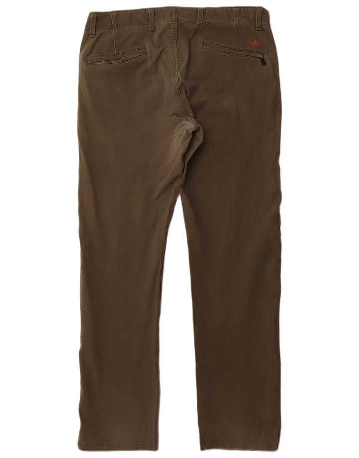 DOCKERS Slim Chino-bukser til mænd W34 L32 Khaki Bomuld