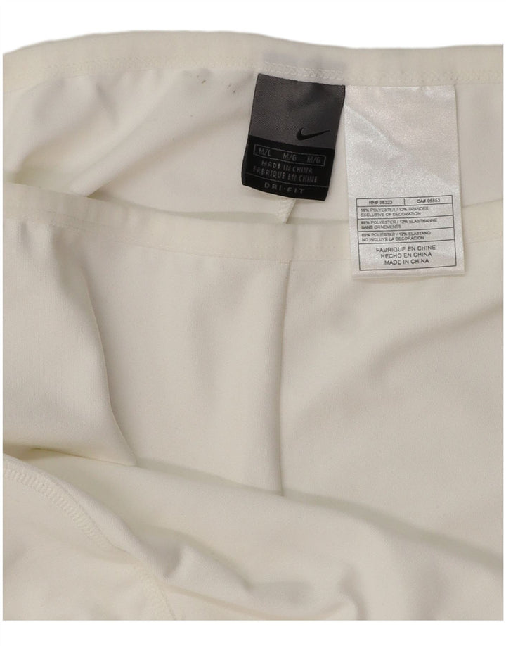 NIKE Dri Fit sportsshorts til kvinder UK 12 Medium White Polyester
