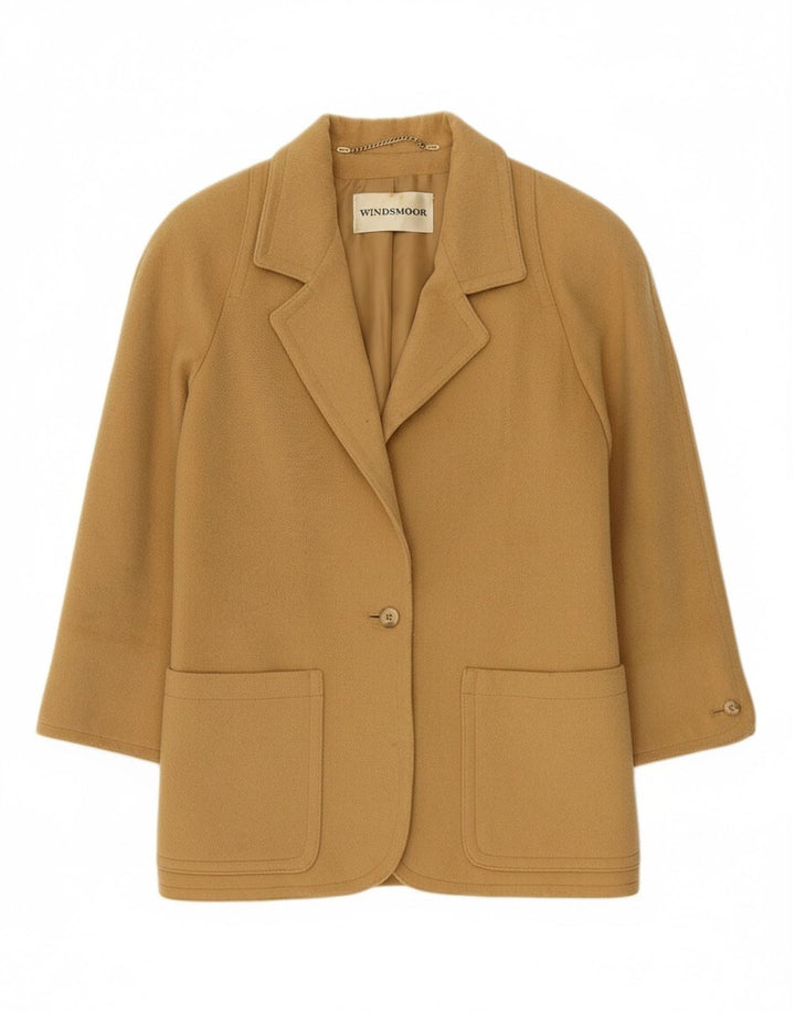 WINDSMOOR Womens 2 Button Blazer Jacket UK 8 Small  Beige Wool