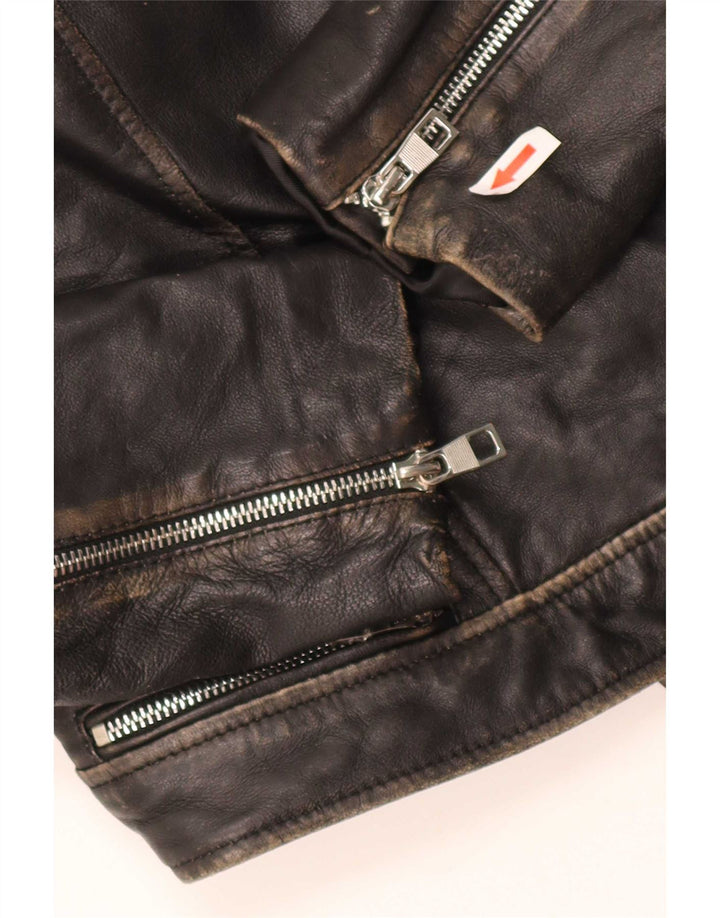 Conbipel Womens Crop Læder Biker Jacket IT 40 Small Black