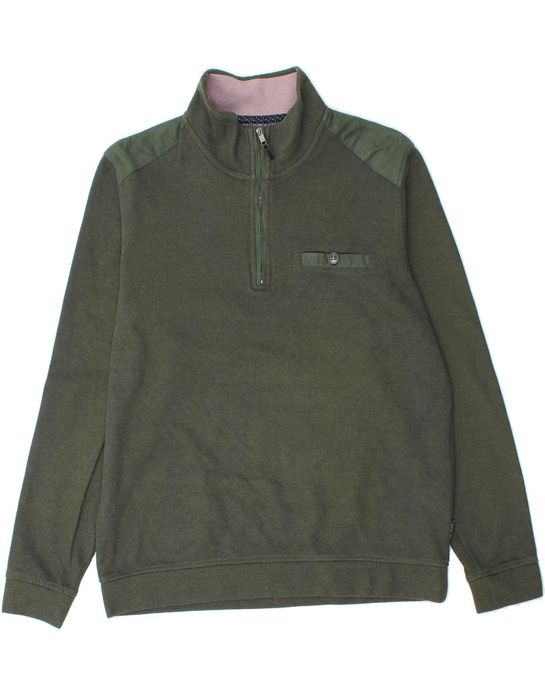 TED BAKER Womens Zip Neck Sweatshirt Jumper Size 4 Large Green Cotton Vintage Ted Baker and Second-Hand Ted Baker from Messina Hembry 