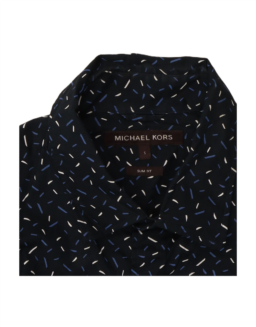 MICHAEL KORS Mens Slim Fit Shirt Small Navy Blue Flecked Cotton