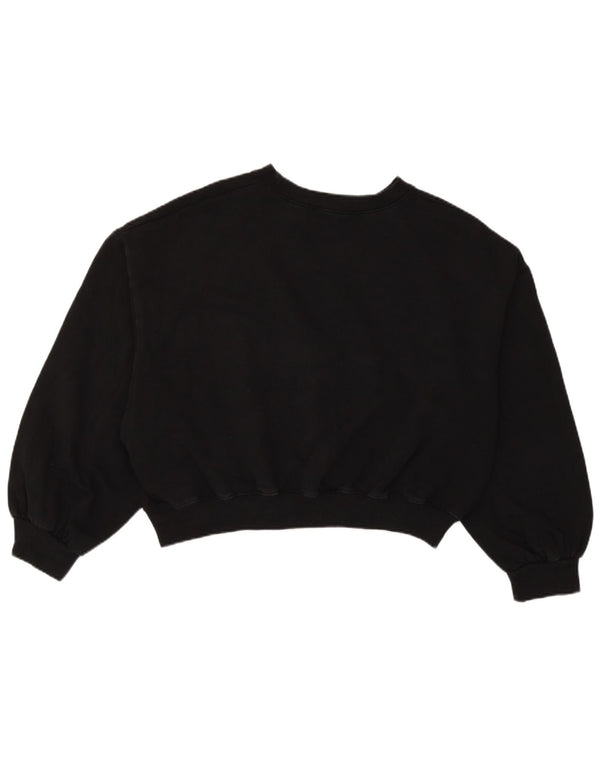 Zara Womens Crop Oversized Sweatshirt Jumper UK 14 Medium Sort Bomuld