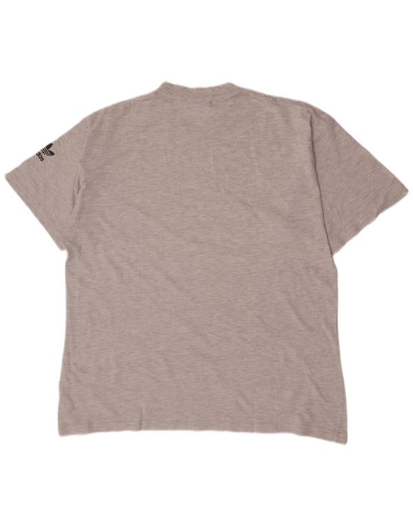Adidas Herre T-Shirt Top UK 44/46 Stor Grå Flecked Bomuld