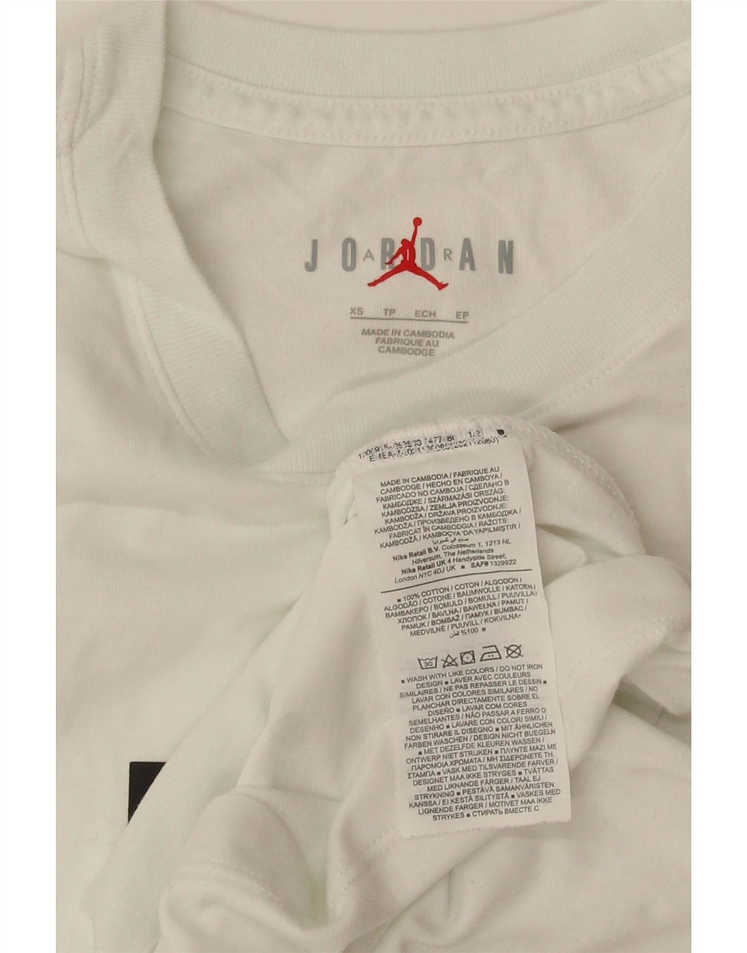 Jordan Herre grafisk T-shirt top XS hvid bomuld