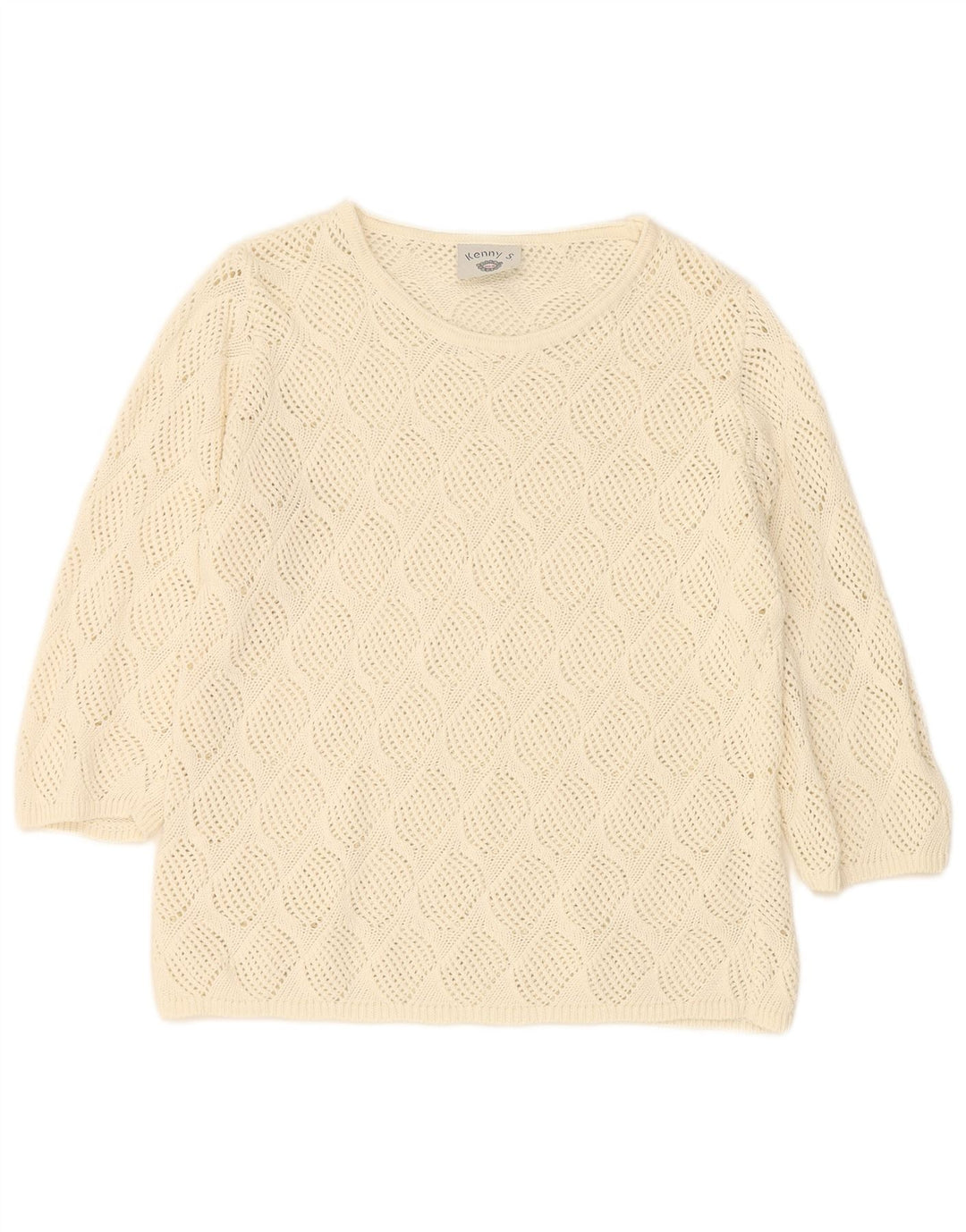 KENNY S Womens See Through Boat Neck Jumper Sweater IT 42 Medium White
