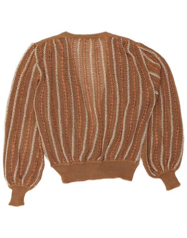 Vintage dame cardigan sweater UK 16 Stor brun stribet