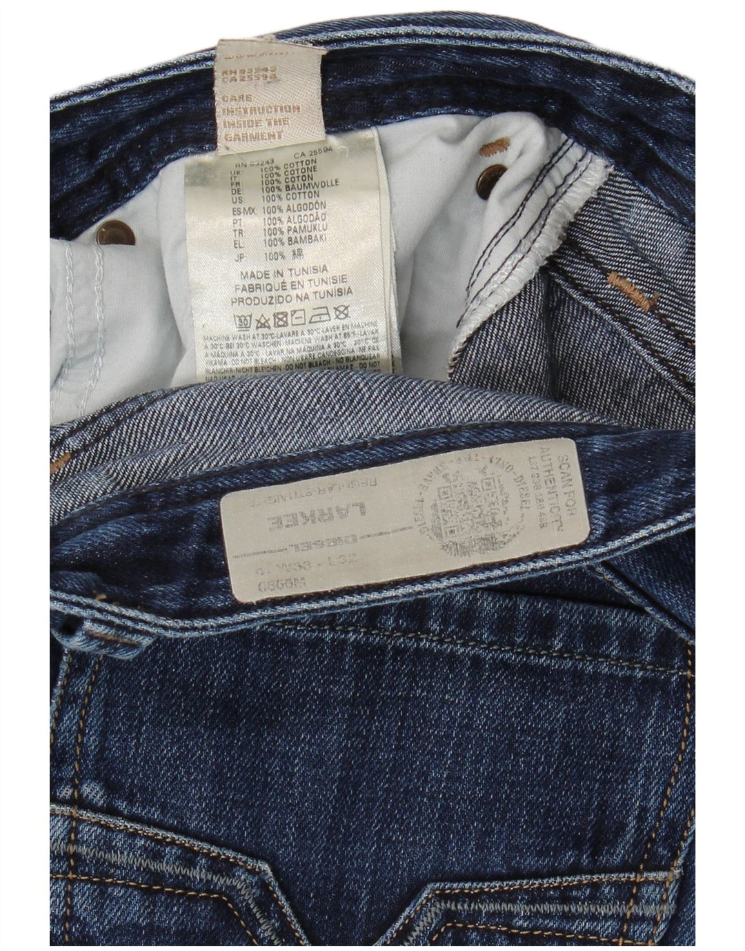 DIESEL Herre Larkee Regular Straight Jeans W33 L32 Marineblå Bomuld