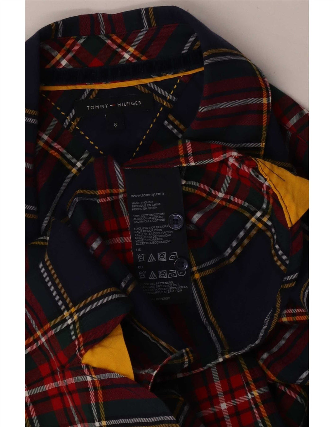 Tommy Hilfiger Dame Flanelskjorte US 8 Medium Navy Blue Ternet Bomuld