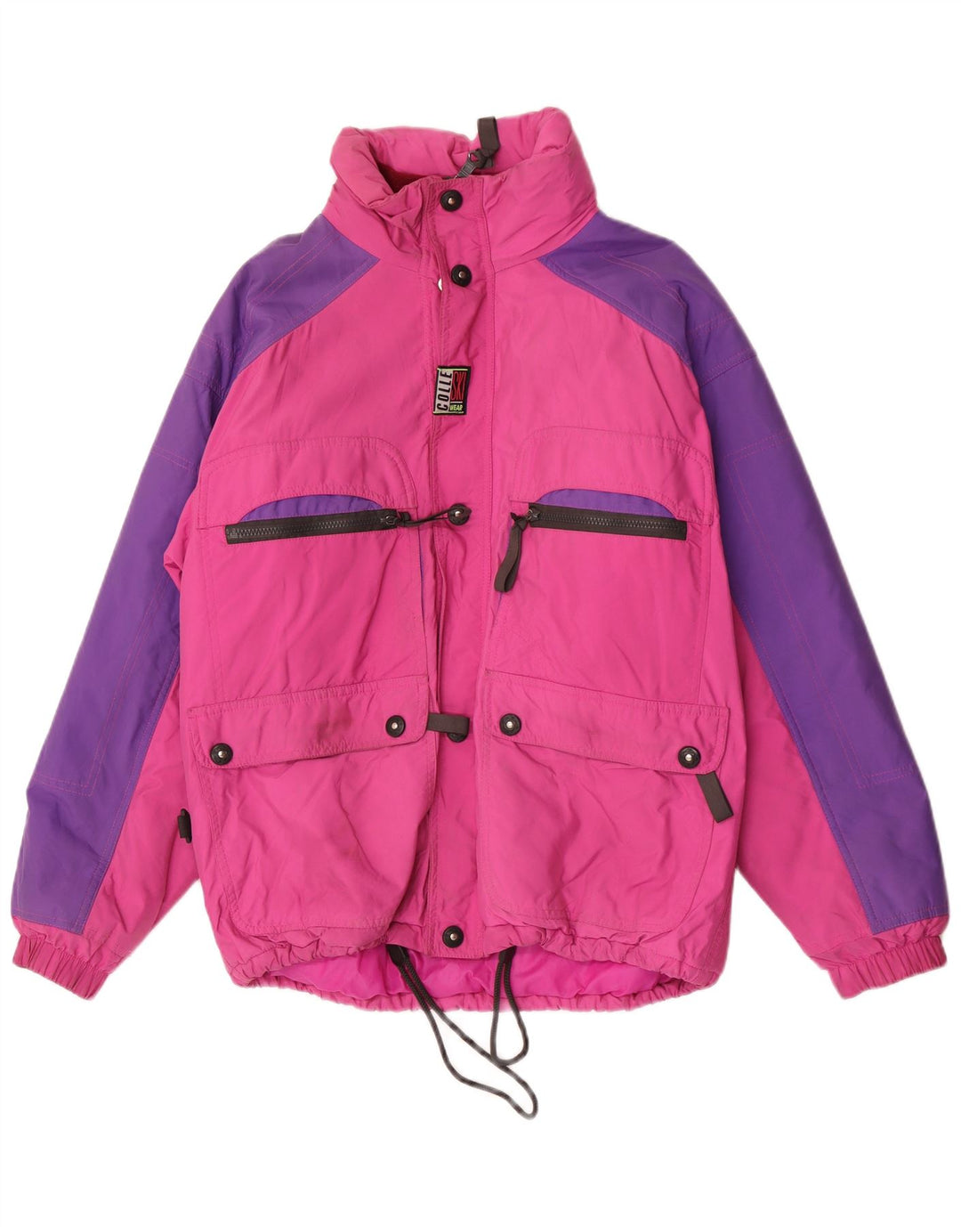 Colle Herre Hætte Skijakke IT 48 Medium Pink Colourblock Nylon
