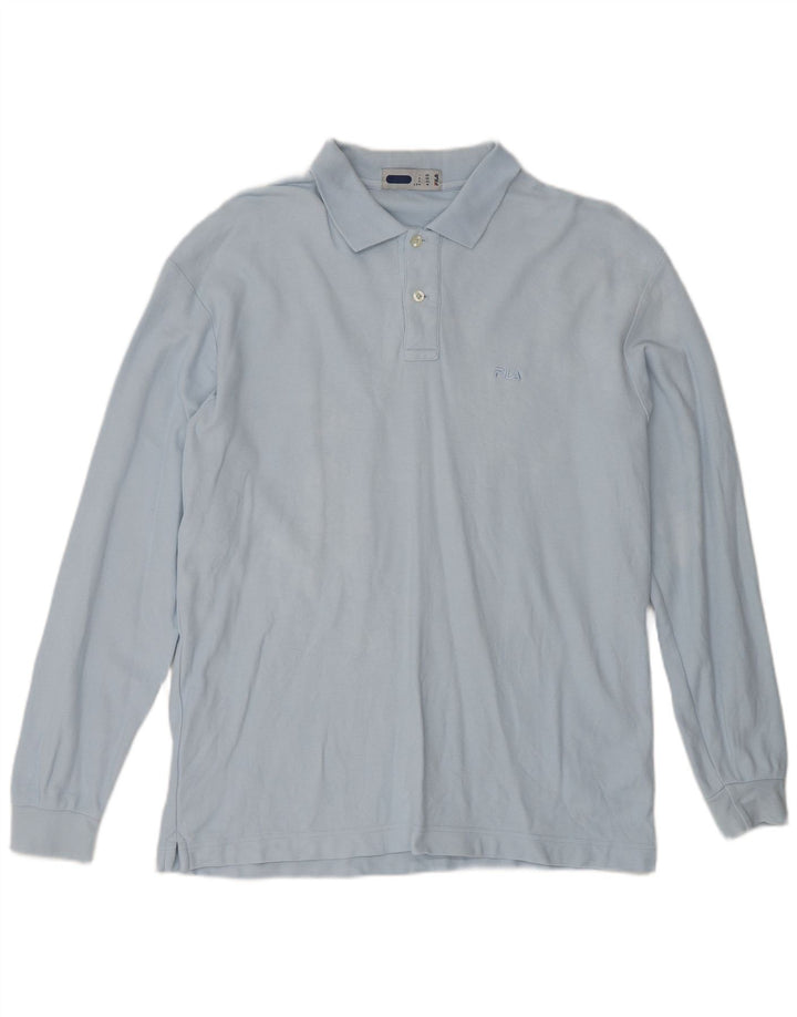 FILA Herre Loose Fit Langærmet Polo Shirt IT 50 Medium Blue Cotton