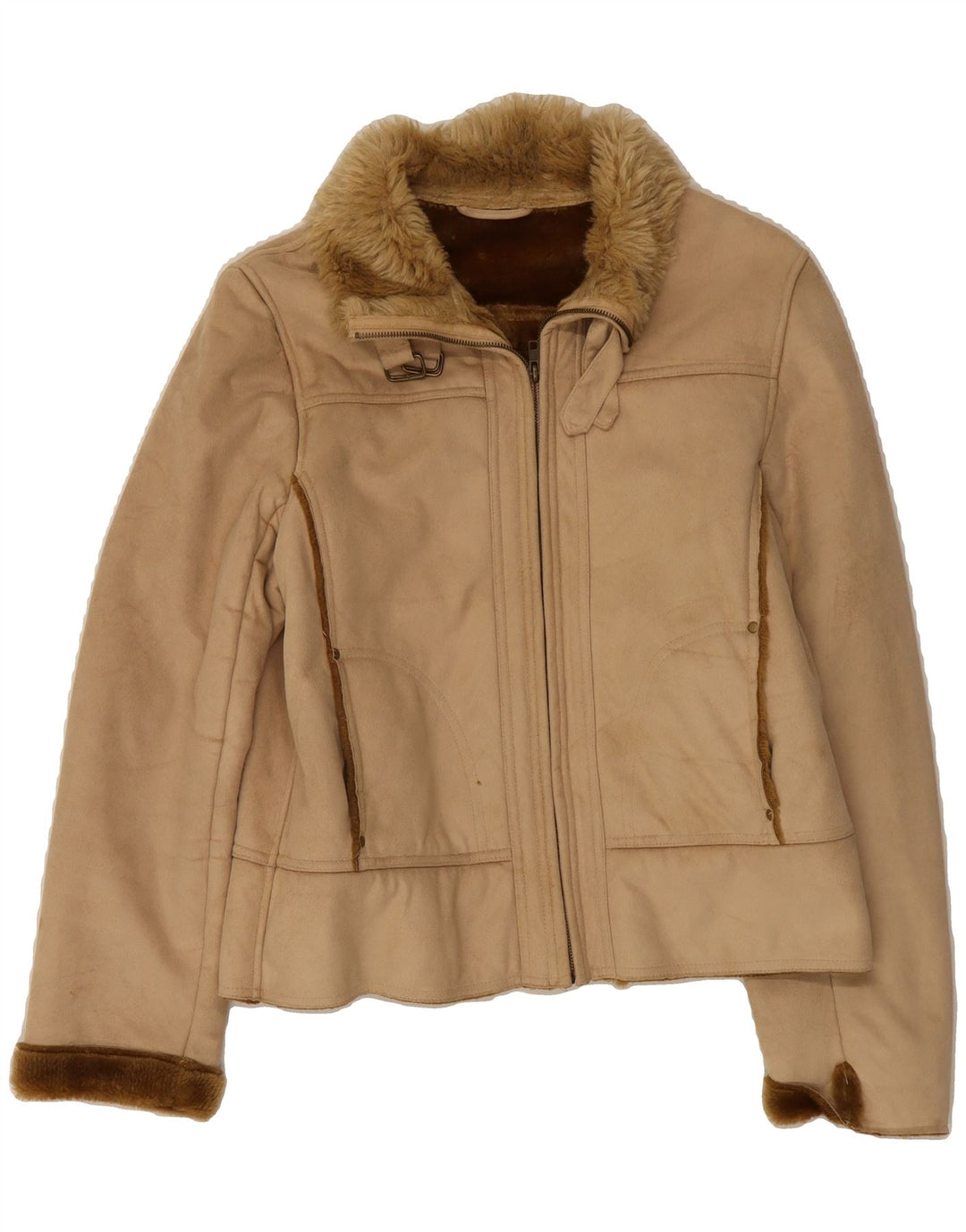 SASHA Womens Sherpa Jacket UK 12 Medium Beige Polyester Vintage Sasha and Second-Hand Sasha from Messina Hembry 