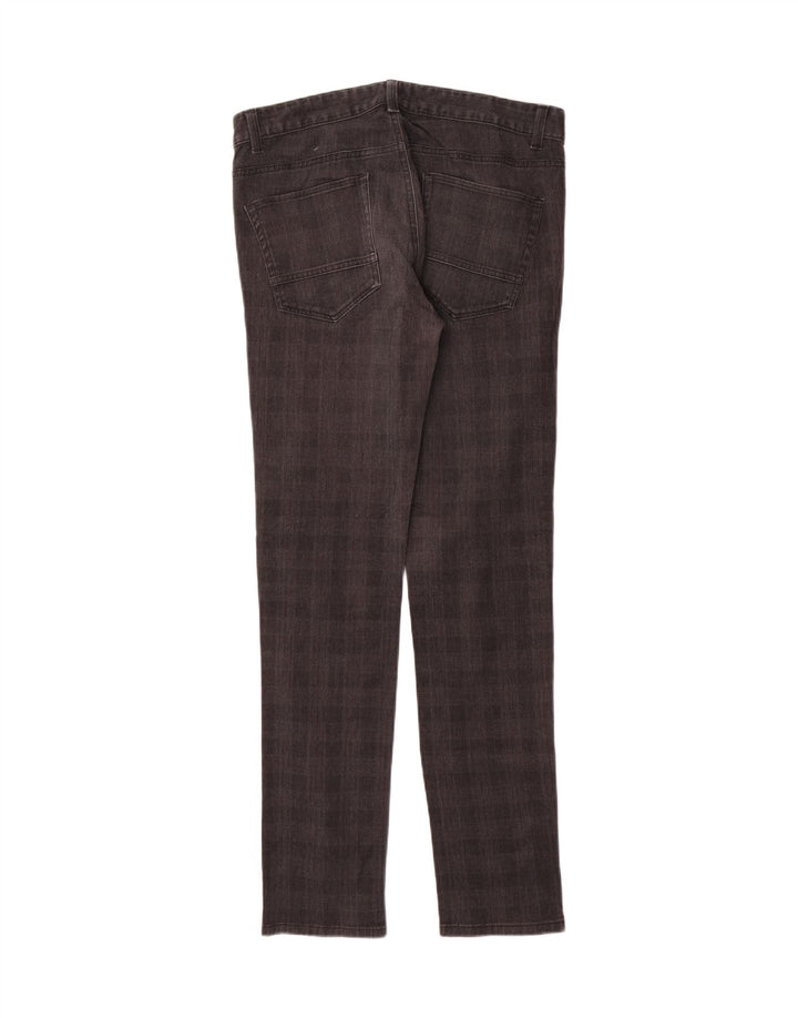 BENETTON Mens Slim Casual Trousers IT 48 Medium W32 L33 Grey Check Cotton