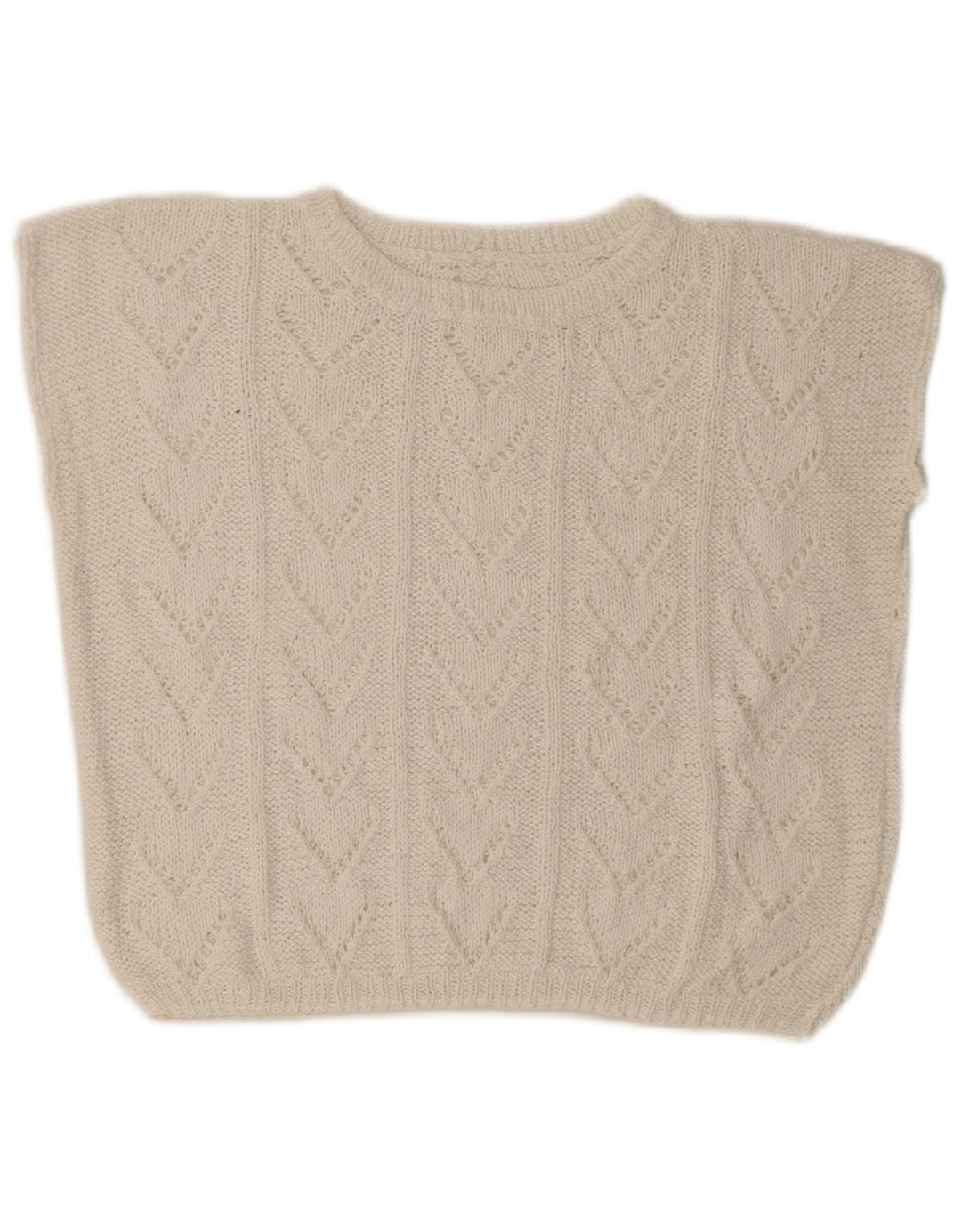 Vintage Dame Crop Vest Tank Top UK 14 Large White