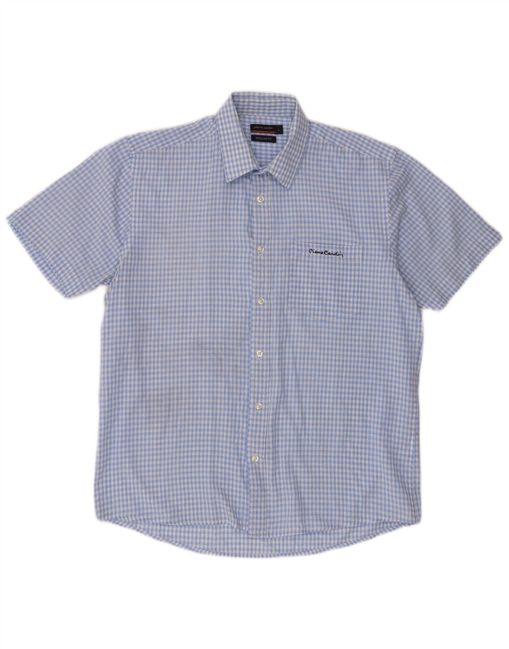 Pierre Cardin Herre kortærmet Regular Fit skjorte Stor blå Gingham