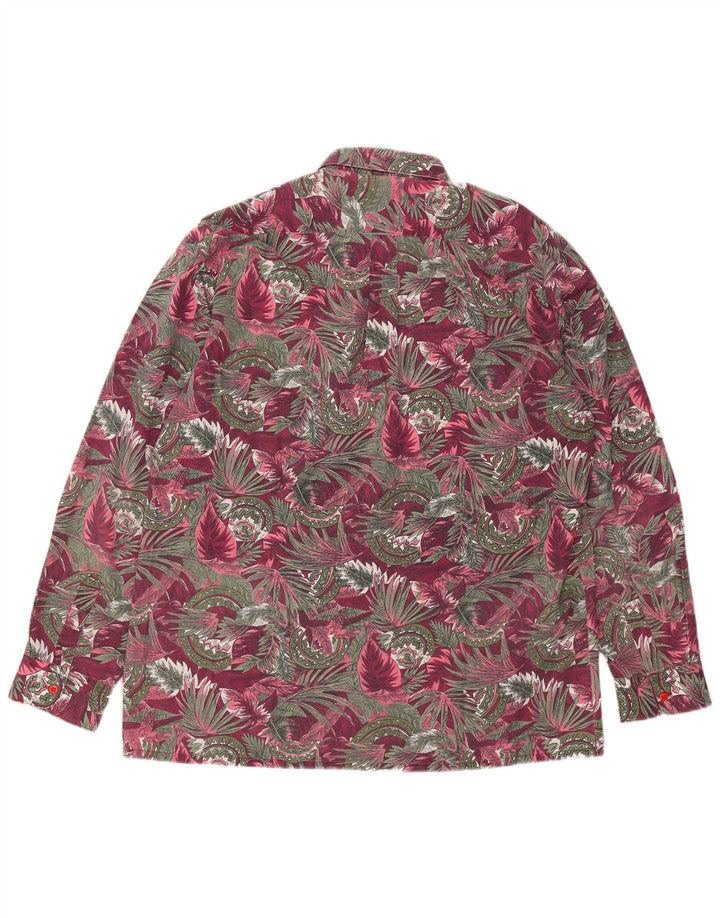 Vintage herreskjorte stor lyserød blomstret