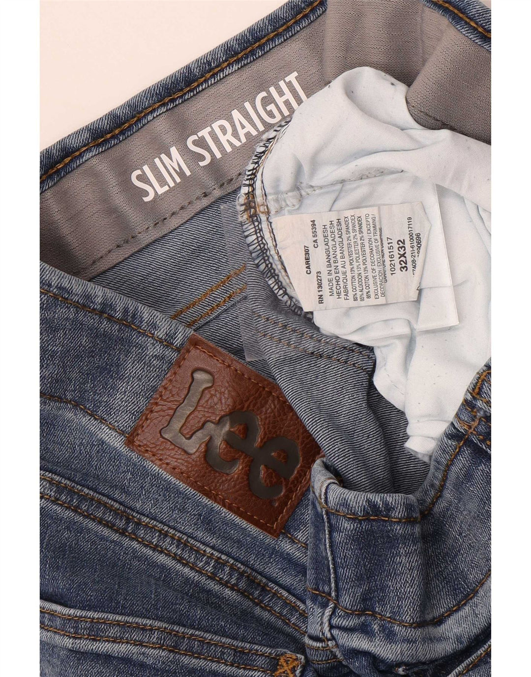 Lee Mens Slim Straight Jeans W32 L32 Blå Bomuld