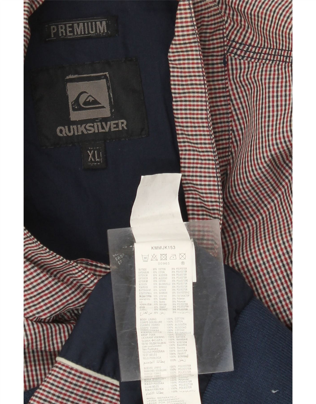 Quiksilver Bomberjakke til mænd UK 42 XL Rød Gingham Bomuld