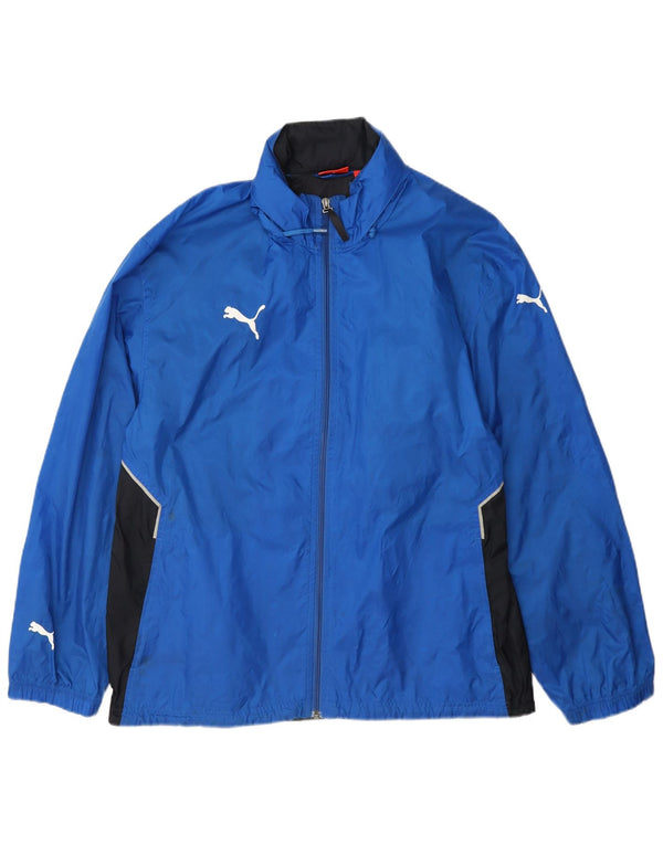 Puma Regnjakke med hætte til mænd UK 38 Medium Blue Colourblock Nylon