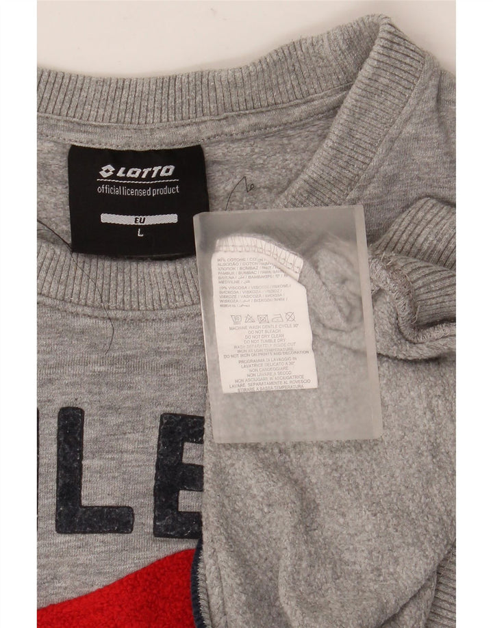 LOTTO Herre Grafisk Sweatshirt Jumper Stor Gråstribet Bomuld