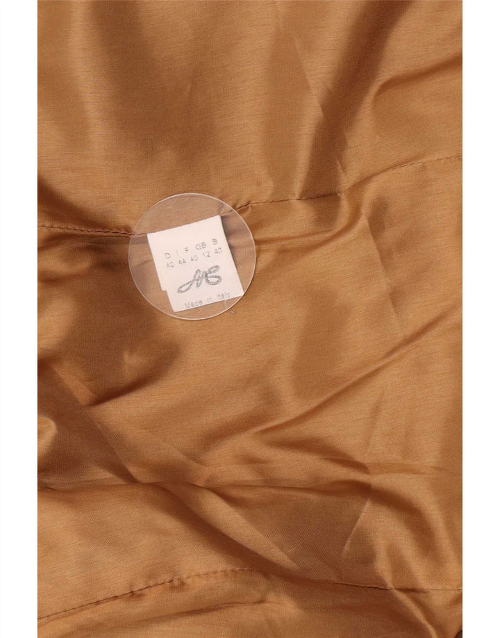 Vintage Dame Dobbeltradet Frakke UK 12 Medium Brun Uld