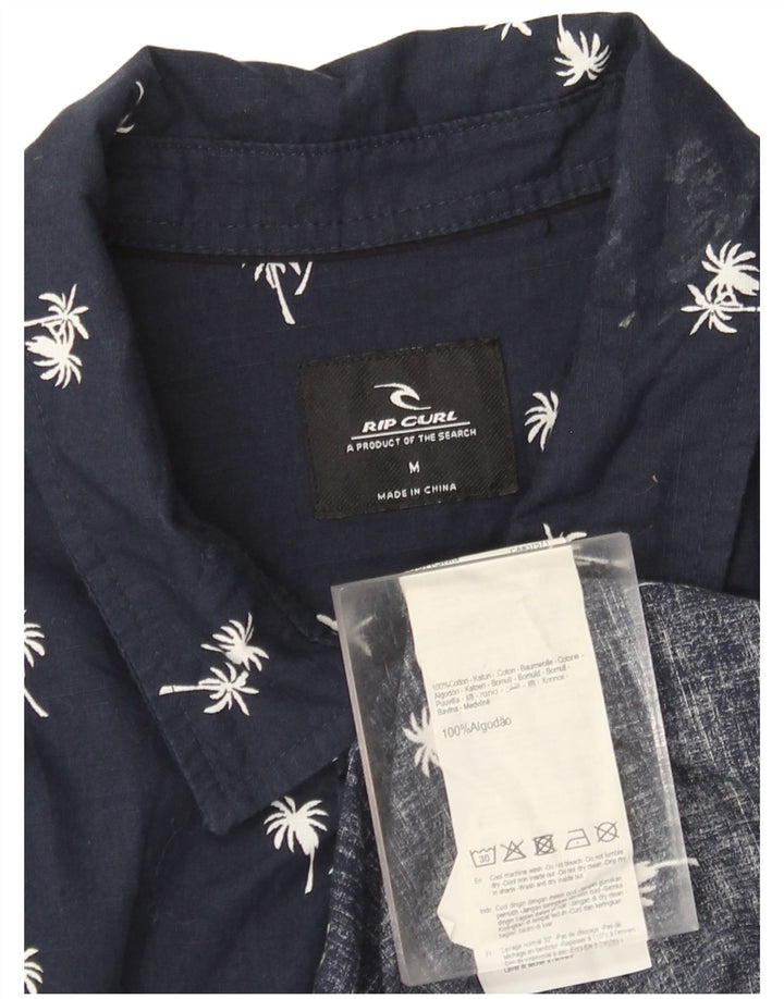 Rip Curl Herre abstrakt mønster kortærmet skjorte medium marineblå Hawaiian