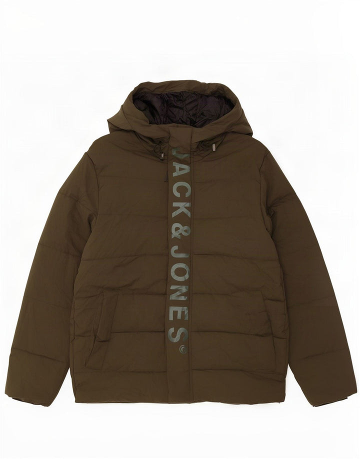 Jack & Jones Herre grafisk polstret hættejakke UK 38 Medium Green