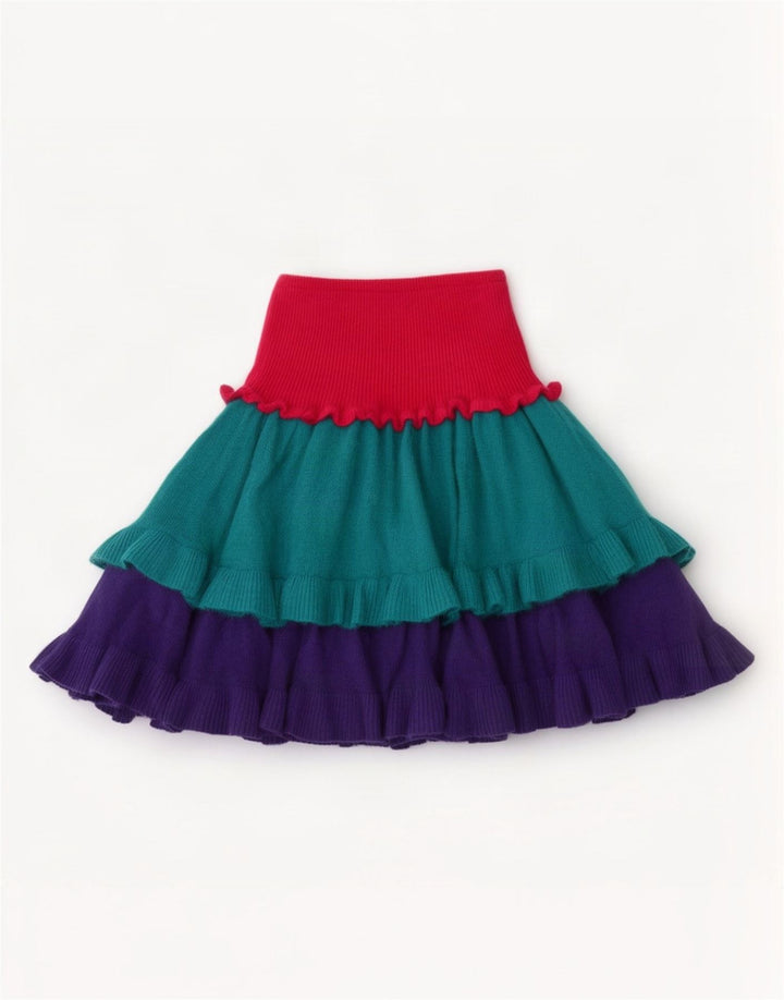 Blumarine strikket nederdel til kvinder W26 Lille flerfarvet Colourblock Uld