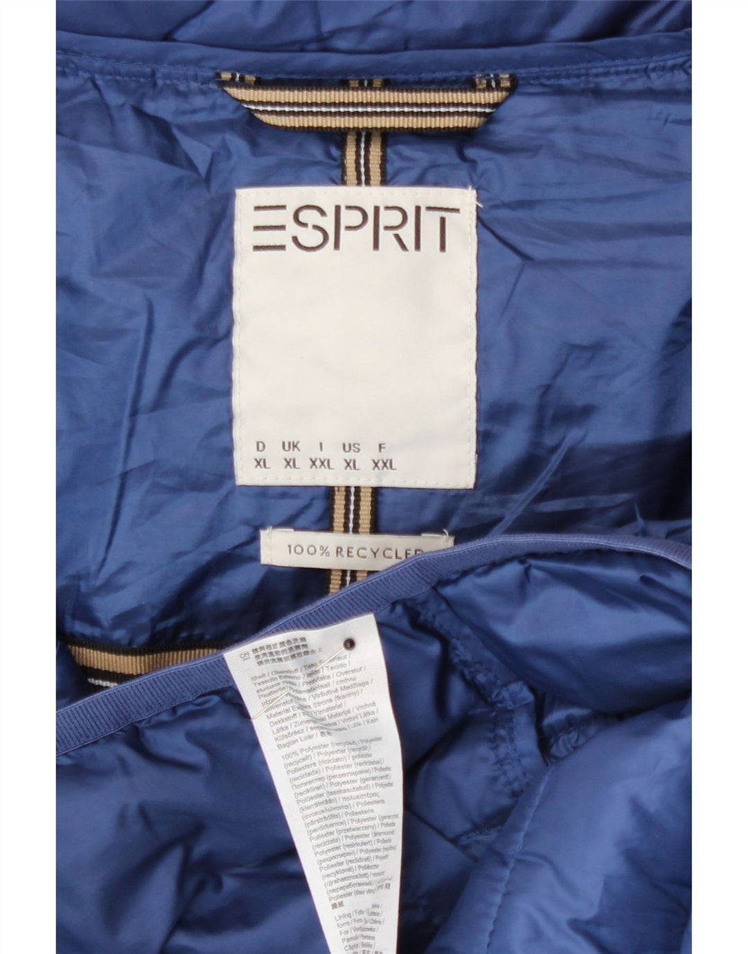 Esprit Dame Hætte Polstret Jakke UK 18 XL Blå Polyester