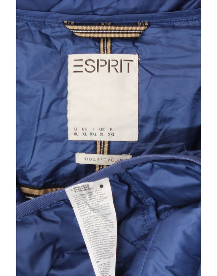 Esprit Dame Hætte Polstret Jakke UK 18 XL Blå Polyester