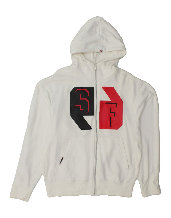 SNEAKER FREAK  Mens Graphic Zip Hoodie Sweater Medium White Cotton Vintage Sneaker Freak and Second-Hand Sneaker Freak from Messina Hembry 