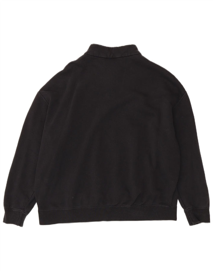 Nike Dame Oversized Zip Neck Sweatshirt Jumper UK 10 Small Black Bomuld