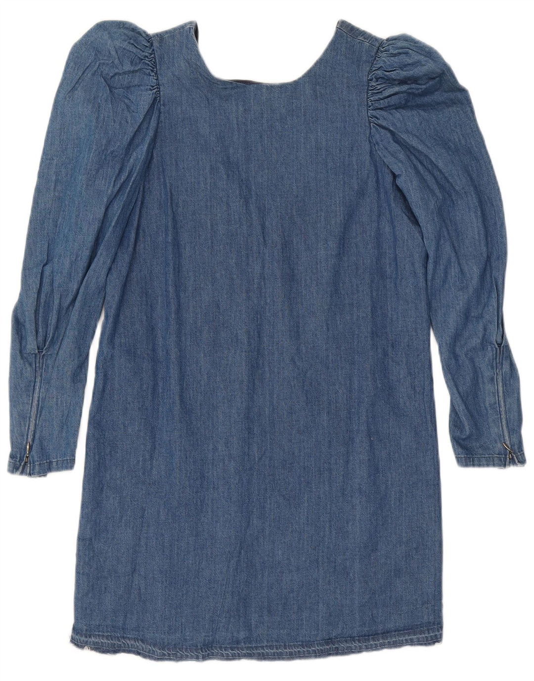 Vintage Dame Langærmet Denim Kjole UK 12 Medium Blue