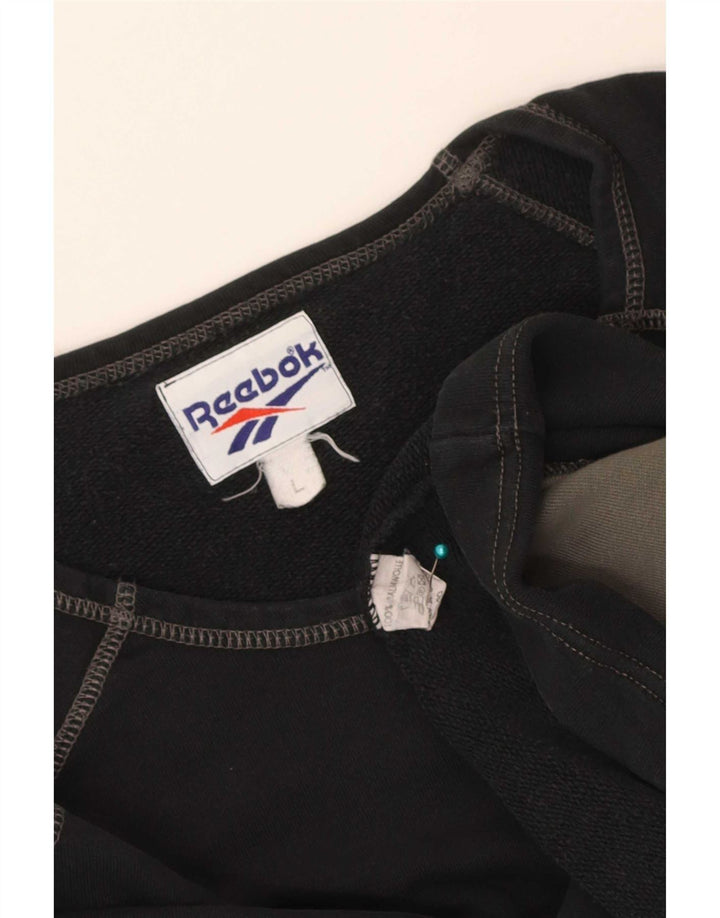 Reebok Herre Grafisk Sweatshirt Jumper Stor Sort Colourblock Bomuld