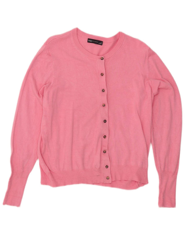 Marks & Spencer Dame Cardigan Sweater UK 16 Large Pink Viscose