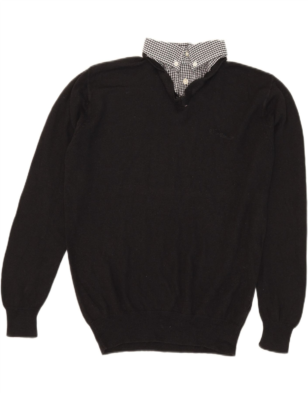 Pierre Cardin Herre V-hals sweater mellem sort ternet akryl