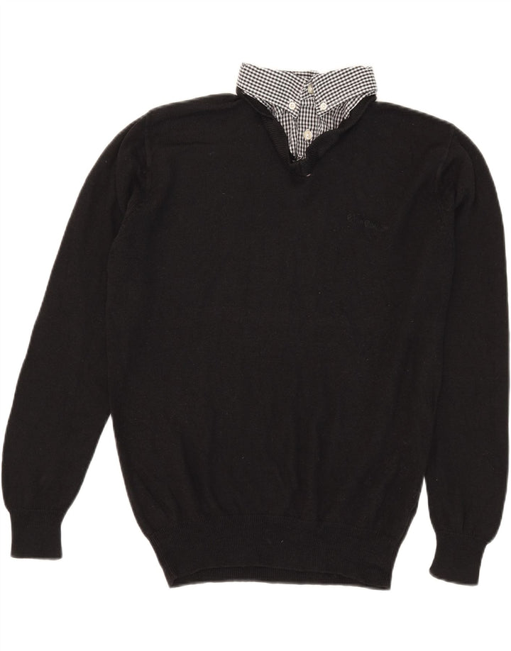Pierre Cardin Herre V-hals sweater mellem sort ternet akryl
