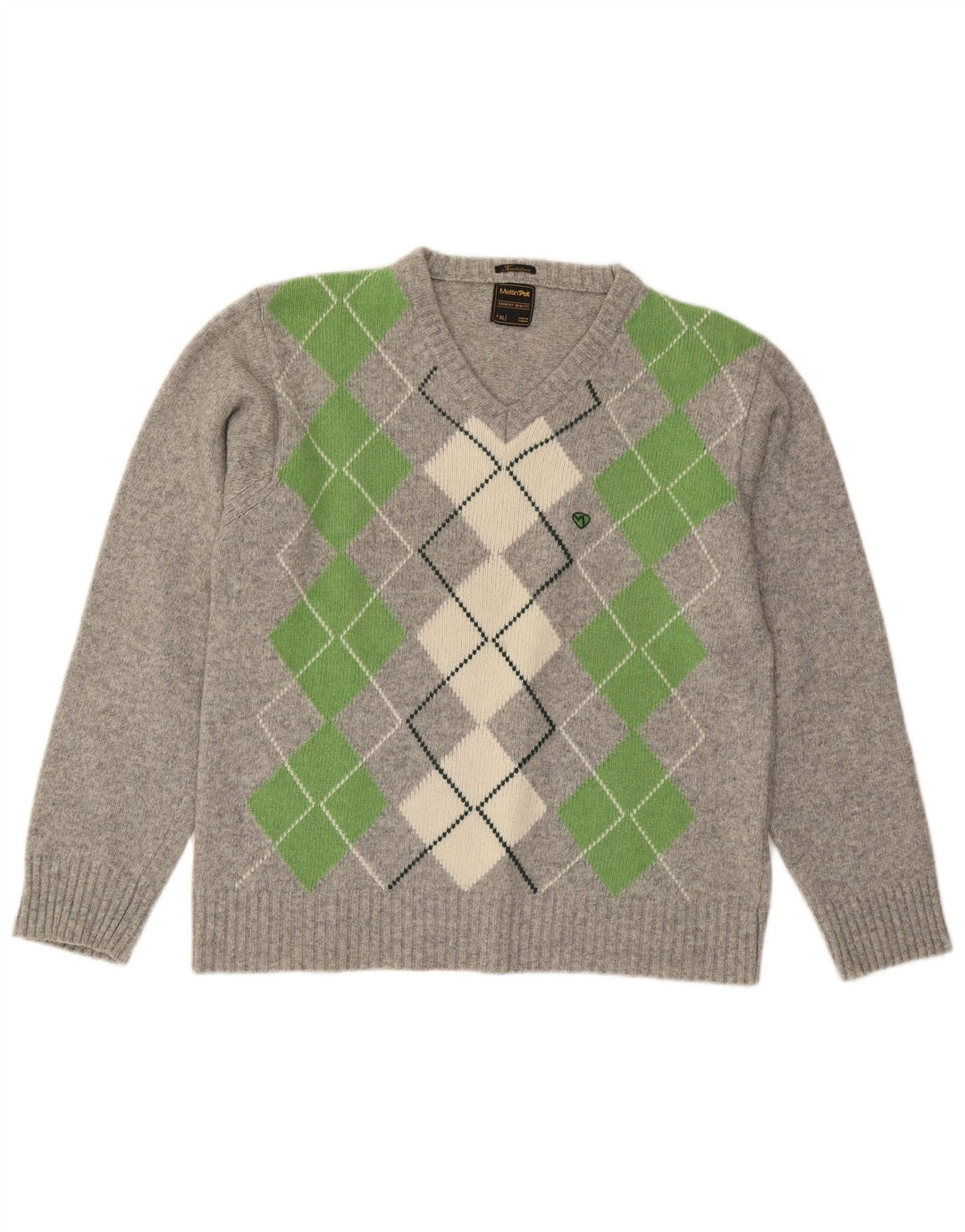 Meltin' Pot Herre V-hals sweater XL Grå Argyle/Diamond Wool