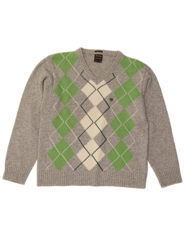 Meltin' Pot Herre V-hals sweater XL Grå Argyle/Diamond Wool