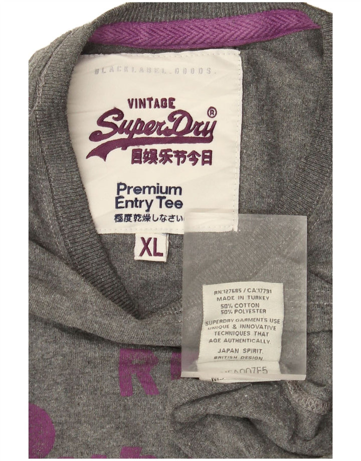 Superdry Herre grafisk T-shirt Top XL Grå Bomuld