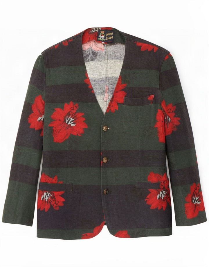 Johnny Lambs Herre 3-knaps blazerjakke IT 46 Small Navy Blue Floral
