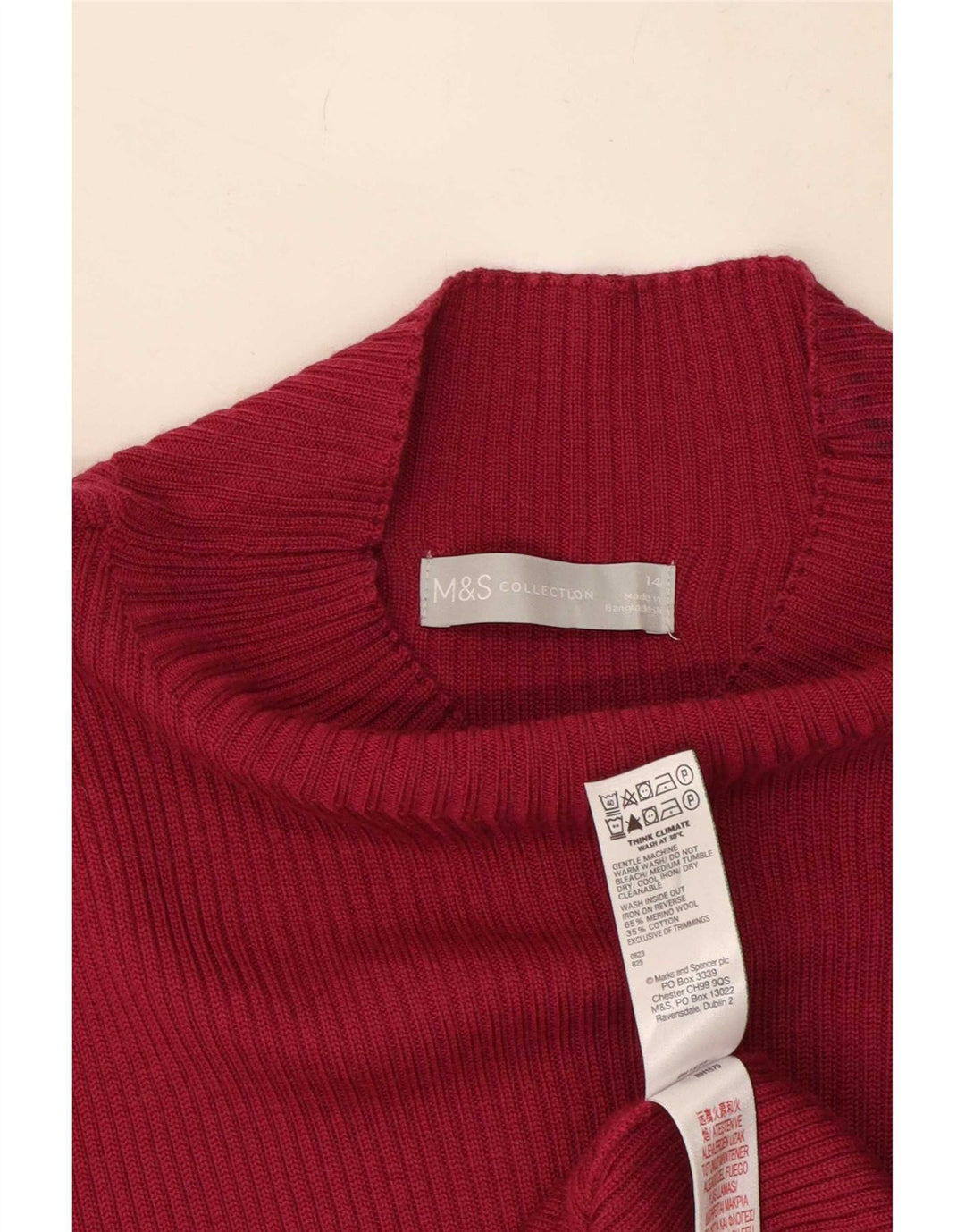 Marks & Spencer Dame Turtle Neck Jumper Sweater UK 14 Medium Pink